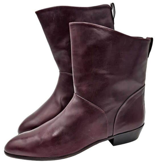 14D Vintage NEW Bally Calfskin Leather Dress Boots Burgundy Brown Italy with Box - Picture 10 of 16